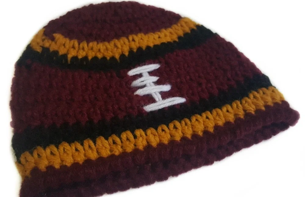 SF 49ers Inspired Football Handmade Beanie-Size 0-3M